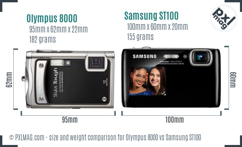 Olympus 8000 vs Samsung ST100 size comparison Olympus 8000 vs Samsung ST100 size comparison