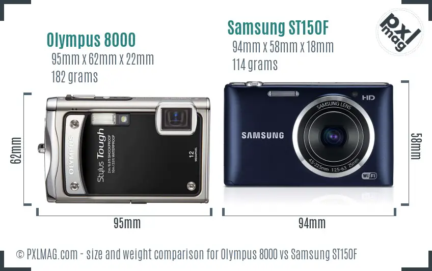 Olympus 8000 vs Samsung ST150F size comparison