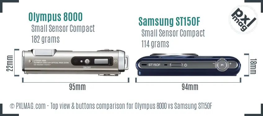 Olympus 8000 vs Samsung ST150F top view buttons comparison