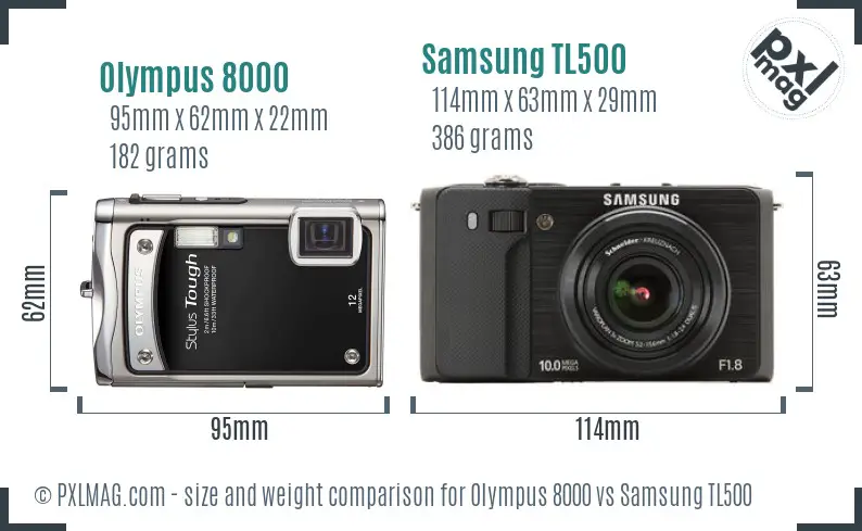Olympus 8000 vs Samsung TL500 size comparison