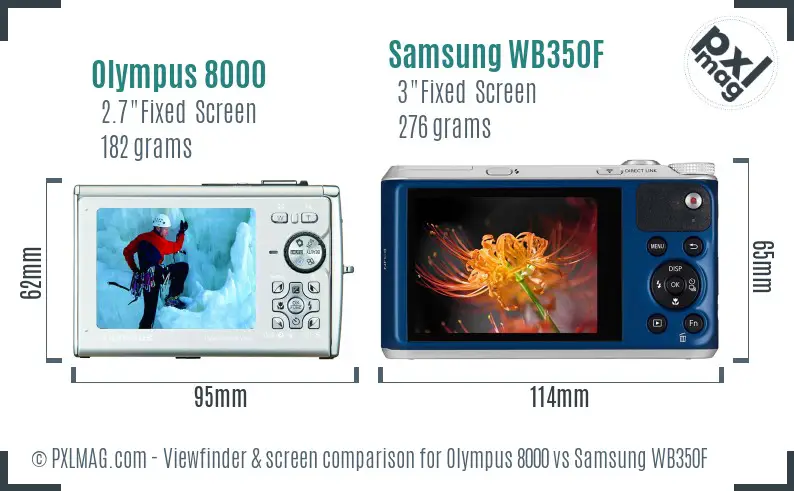 Olympus 8000 vs Samsung WB350F Screen and Viewfinder comparison