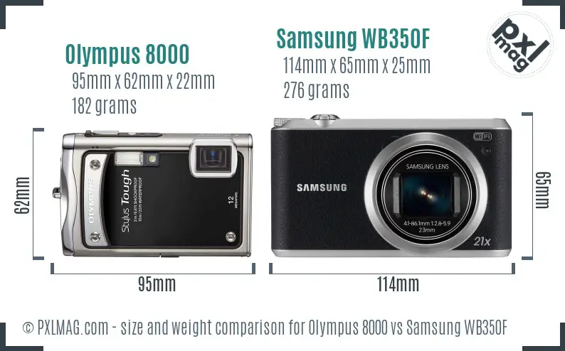 Olympus 8000 vs Samsung WB350F size comparison