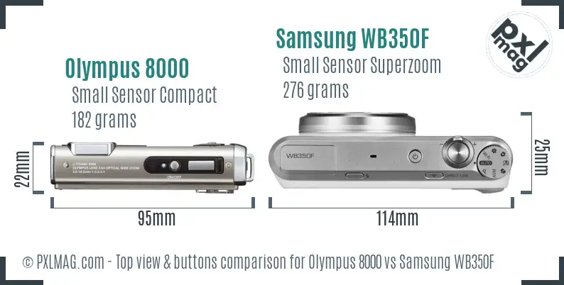 Olympus 8000 vs Samsung WB350F top view buttons comparison