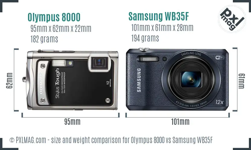Olympus 8000 vs Samsung WB35F size comparison Olympus 8000 vs Samsung WB35F size comparison