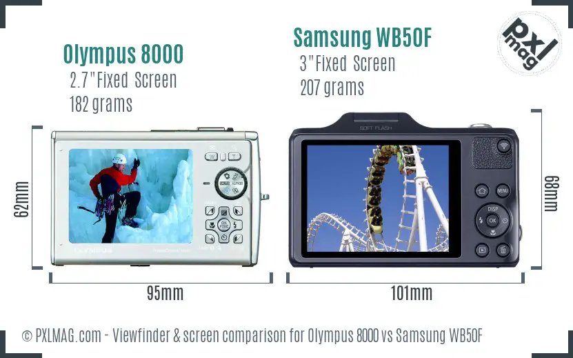 Olympus 8000 vs Samsung WB50F Screen and Viewfinder comparison Olympus 8000 vs Samsung WB50F Screen and Viewfinder comparison