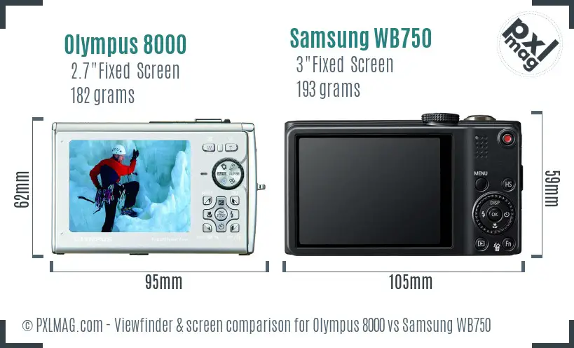 Olympus 8000 vs Samsung WB750 Screen and Viewfinder comparison Olympus 8000 vs Samsung WB750 Screen and Viewfinder comparison
