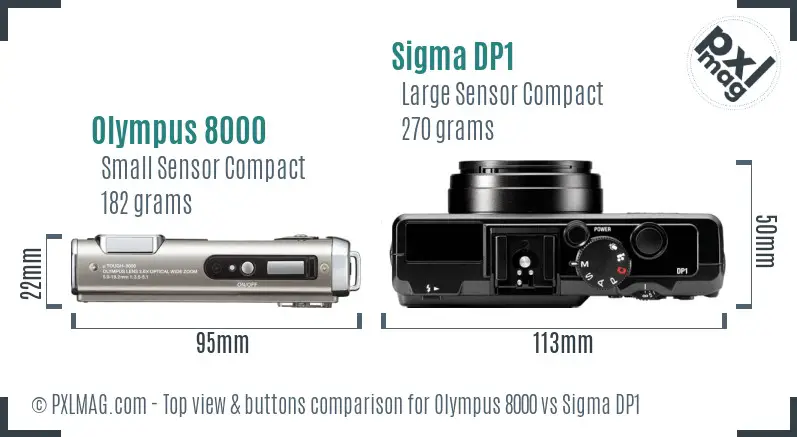 Olympus 8000 vs Sigma DP1 top view buttons comparison