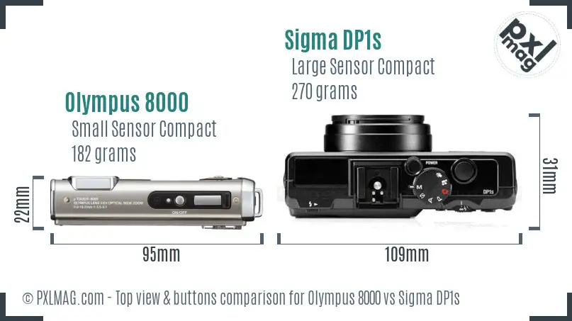 Olympus 8000 vs Sigma DP1s top view buttons comparison