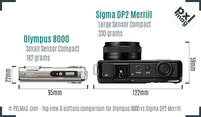Olympus 8000 vs Sigma DP2 Merrill top view buttons comparison