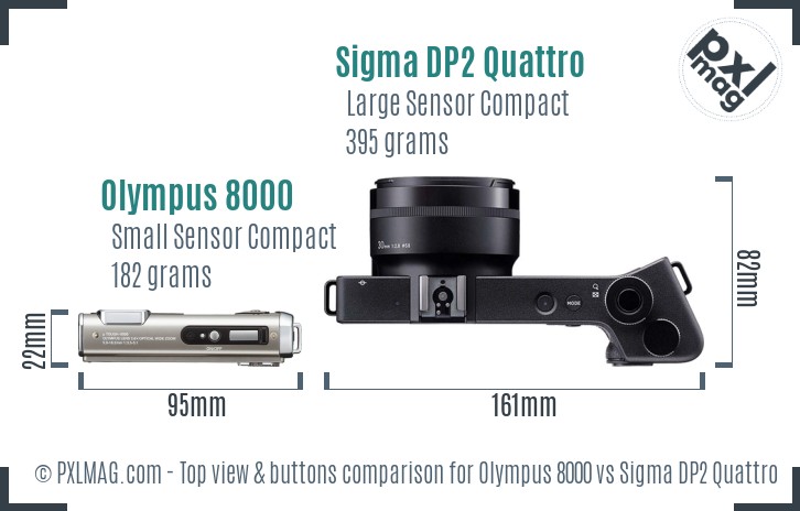 Olympus 8000 vs Sigma DP2 Quattro top view buttons comparison