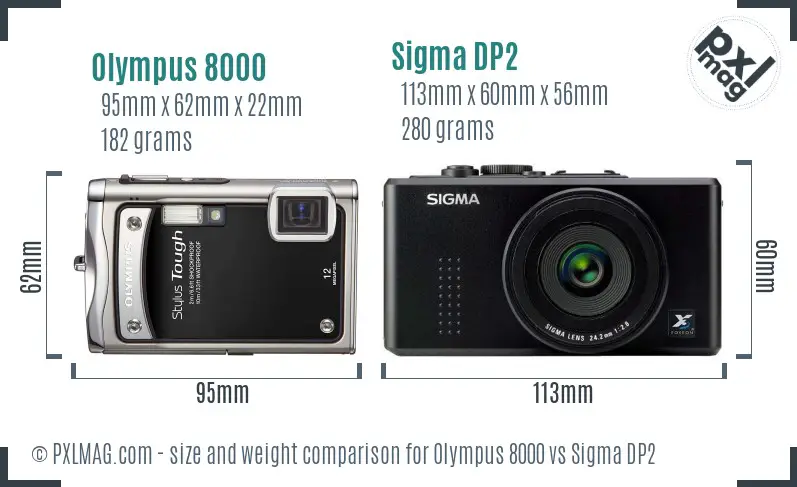 Olympus 8000 vs Sigma DP2 size comparison