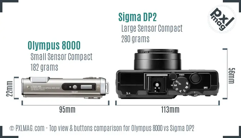Olympus 8000 vs Sigma DP2 top view buttons comparison