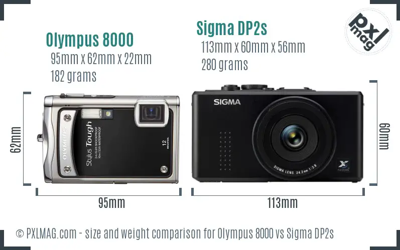 Olympus 8000 vs Sigma DP2s size comparison