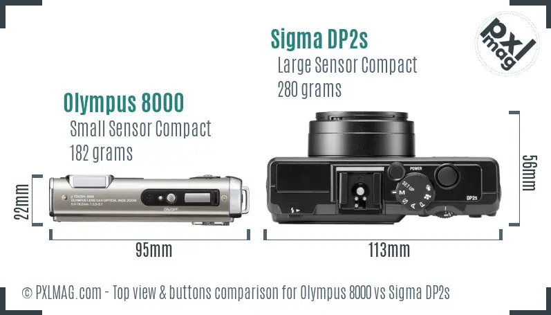 Olympus 8000 vs Sigma DP2s top view buttons comparison