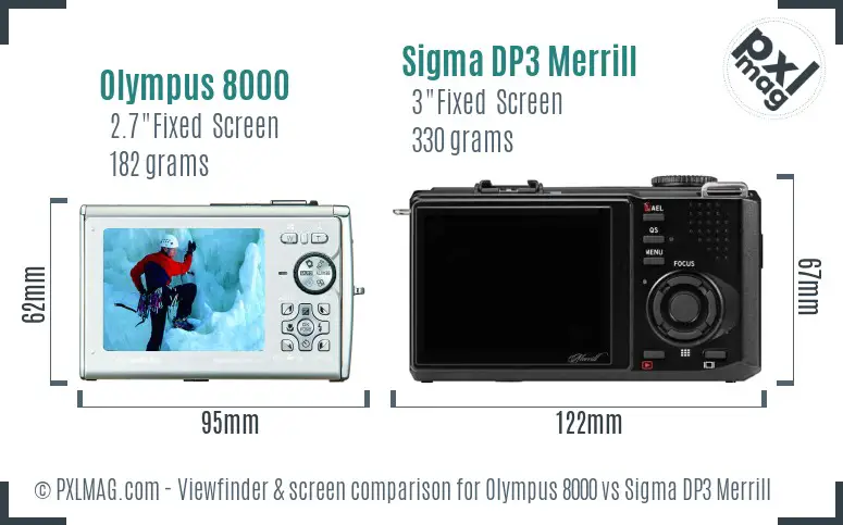 Olympus 8000 vs Sigma DP3 Merrill Screen and Viewfinder comparison
