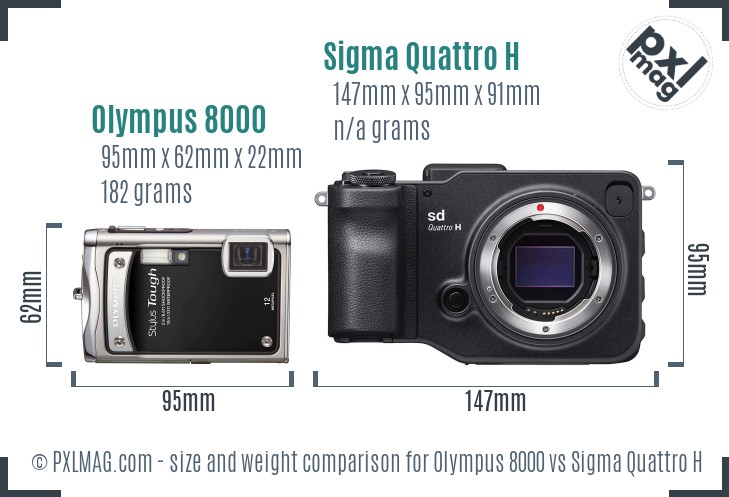 Olympus 8000 vs Sigma Quattro H size comparison