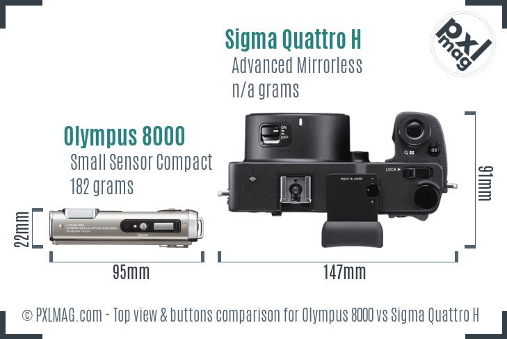 Olympus 8000 vs Sigma Quattro H top view buttons comparison