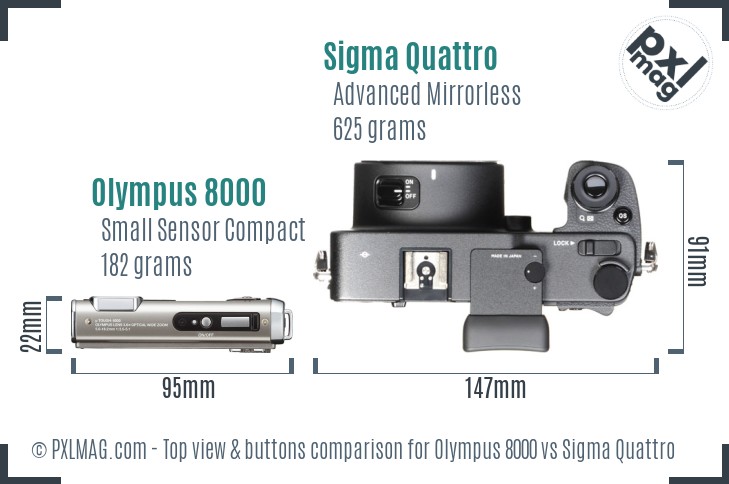 Olympus 8000 vs Sigma Quattro top view buttons comparison