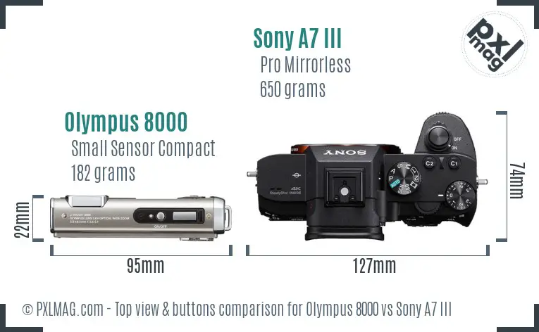 Olympus 8000 vs Sony A7 III top view buttons comparison