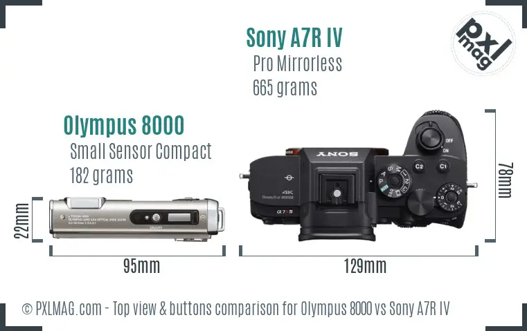 Olympus 8000 vs Sony A7R IV top view buttons comparison