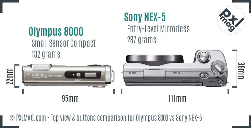 Olympus 8000 vs Sony NEX-5 top view buttons comparison
