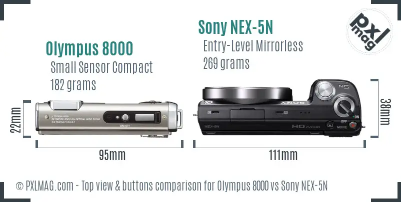Olympus 8000 vs Sony NEX-5N top view buttons comparison