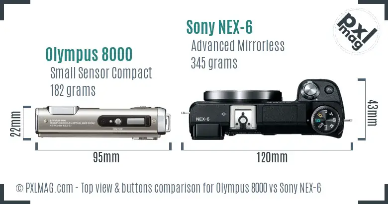 Olympus 8000 vs Sony NEX-6 top view buttons comparison