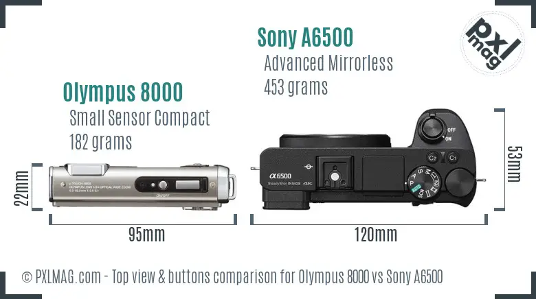 Olympus 8000 vs Sony A6500 top view buttons comparison