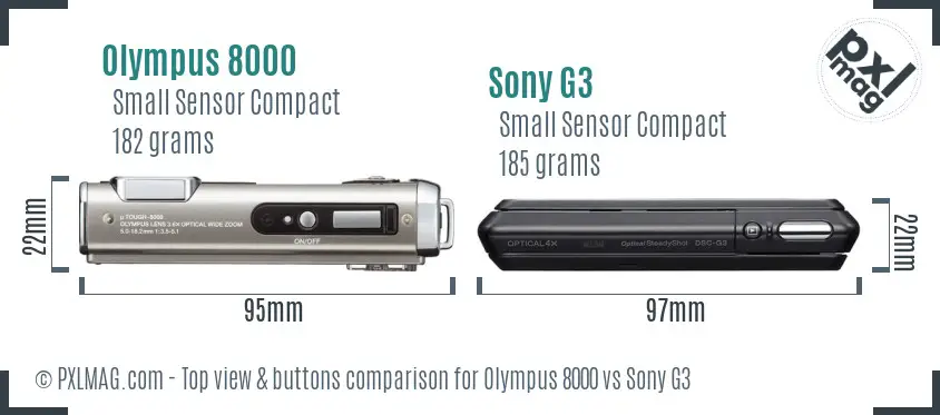 Olympus 8000 vs Sony G3 top view buttons comparison