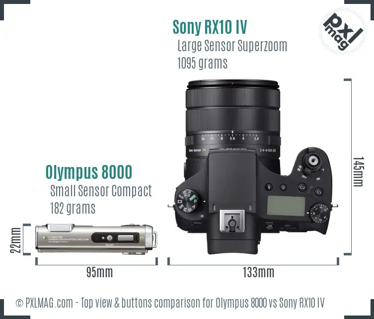 Olympus 8000 vs Sony RX10 IV top view buttons comparison