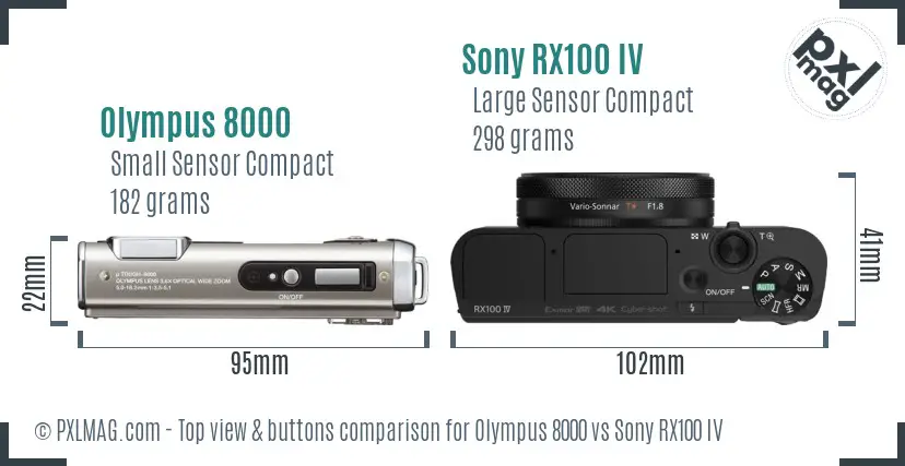 Olympus 8000 vs Sony RX100 IV top view buttons comparison