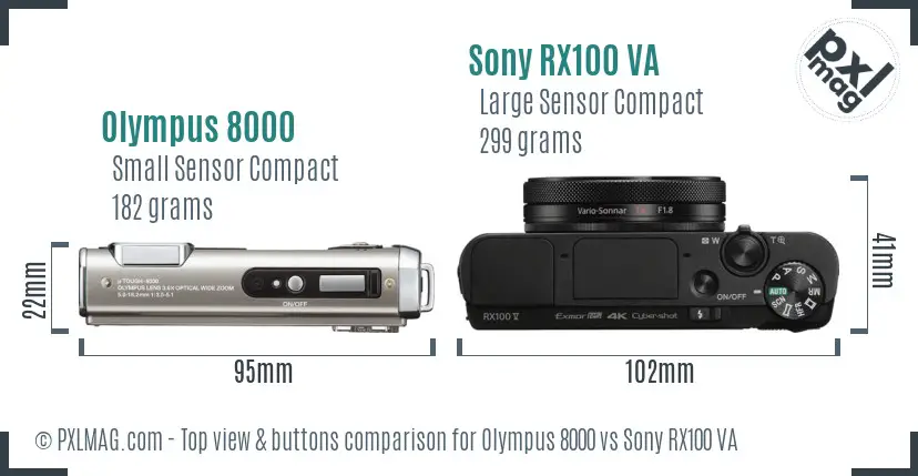 Olympus 8000 vs Sony RX100 VA top view buttons comparison