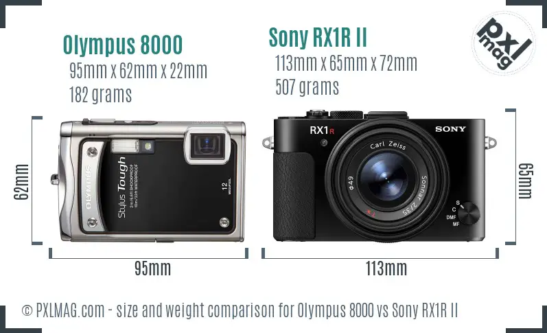 Olympus 8000 vs Sony RX1R II size comparison