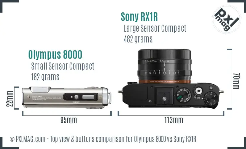 Olympus 8000 vs Sony RX1R top view buttons comparison