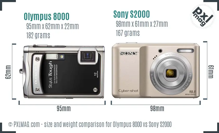 Olympus 8000 vs Sony S2000 size comparison