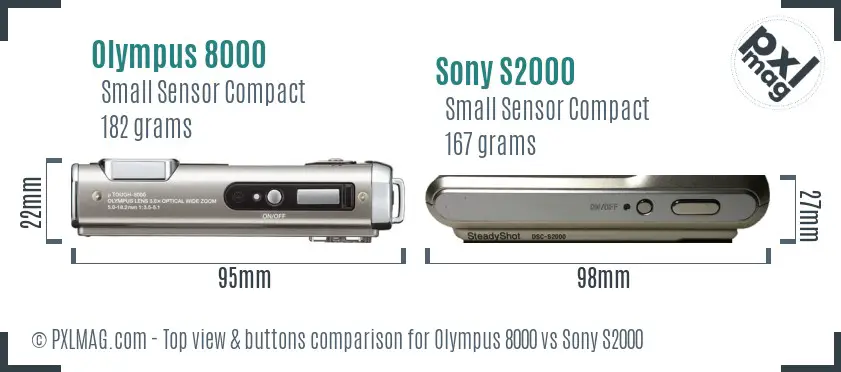 Olympus 8000 vs Sony S2000 top view buttons comparison
