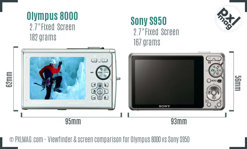 Olympus 8000 vs Sony S950 Screen and Viewfinder comparison