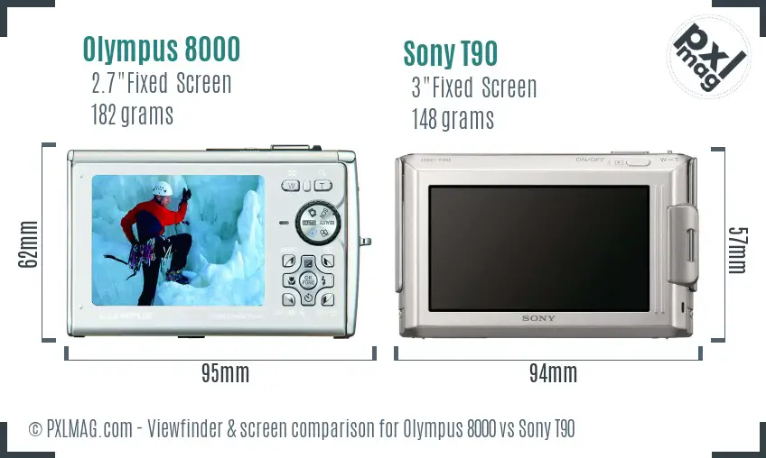 Olympus 8000 vs Sony T90 Screen and Viewfinder comparison