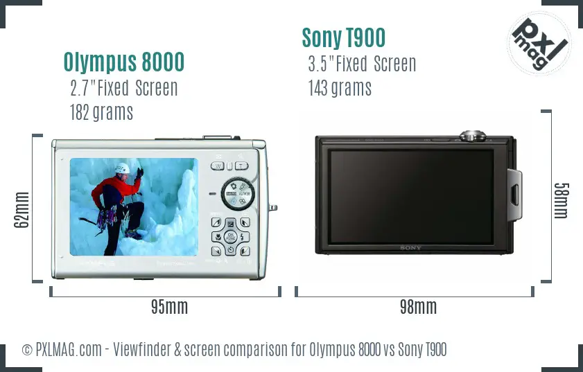 Olympus 8000 vs Sony T900 Screen and Viewfinder comparison