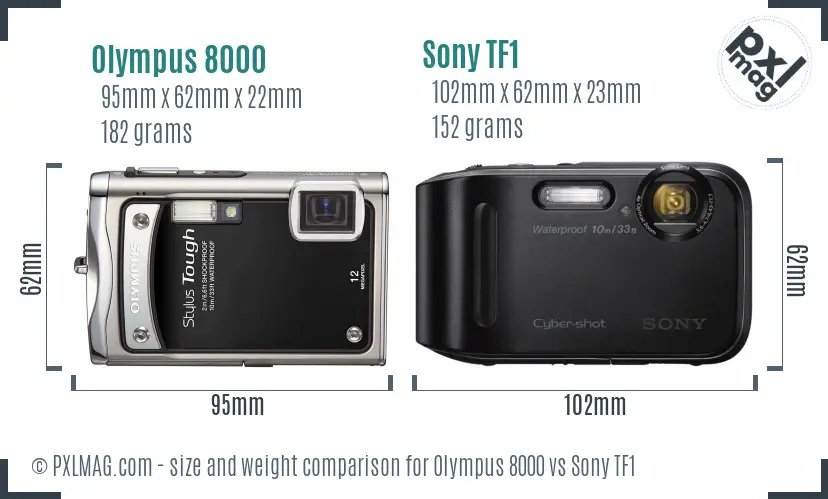 Olympus 8000 vs Sony TF1 size comparison