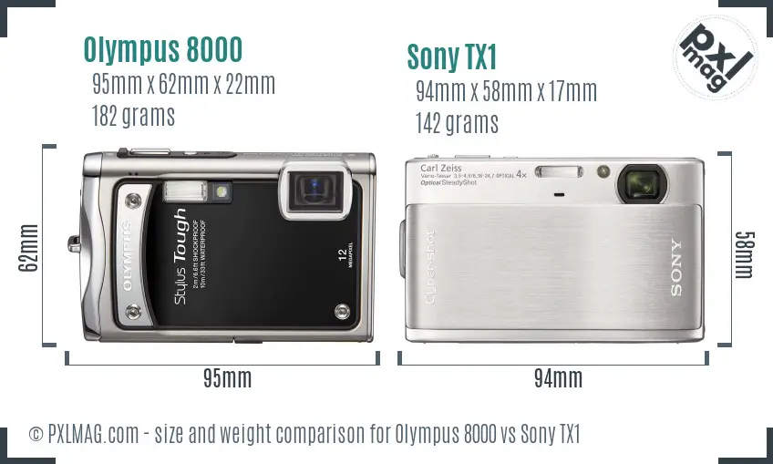 Olympus 8000 vs Sony TX1 size comparison