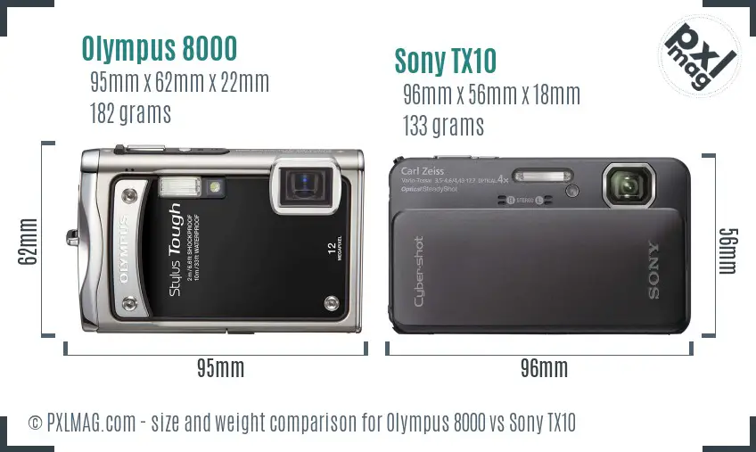 Olympus 8000 vs Sony TX10 size comparison