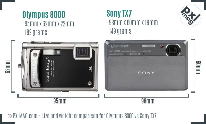 Olympus 8000 vs Sony TX7 size comparison