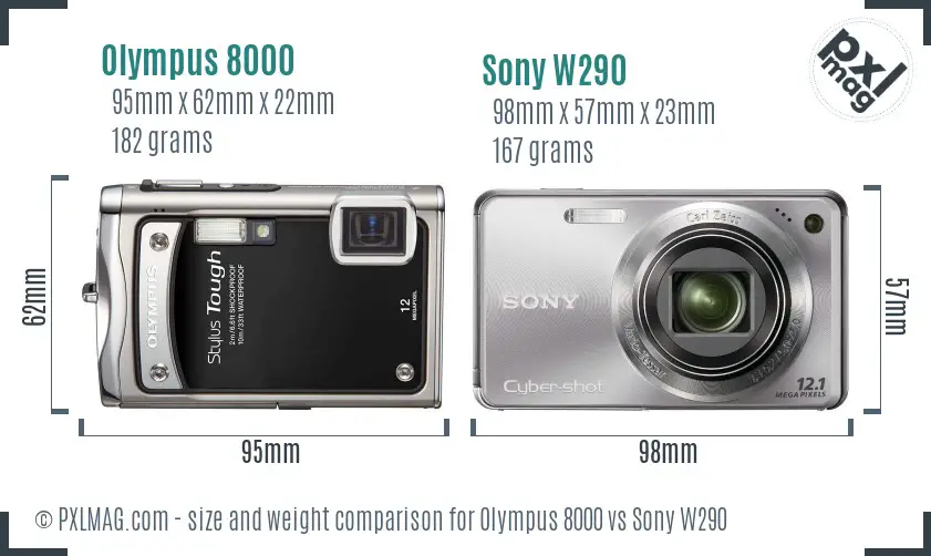 Olympus 8000 vs Sony W290 size comparison