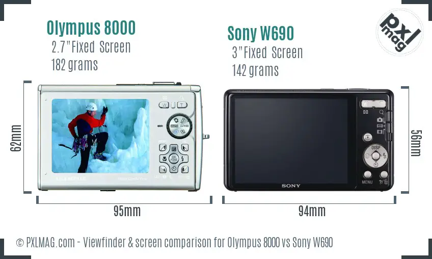 Olympus 8000 vs Sony W690 Screen and Viewfinder comparison