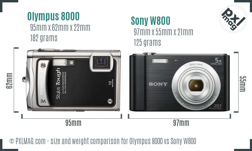 Olympus 8000 vs Sony W800 size comparison