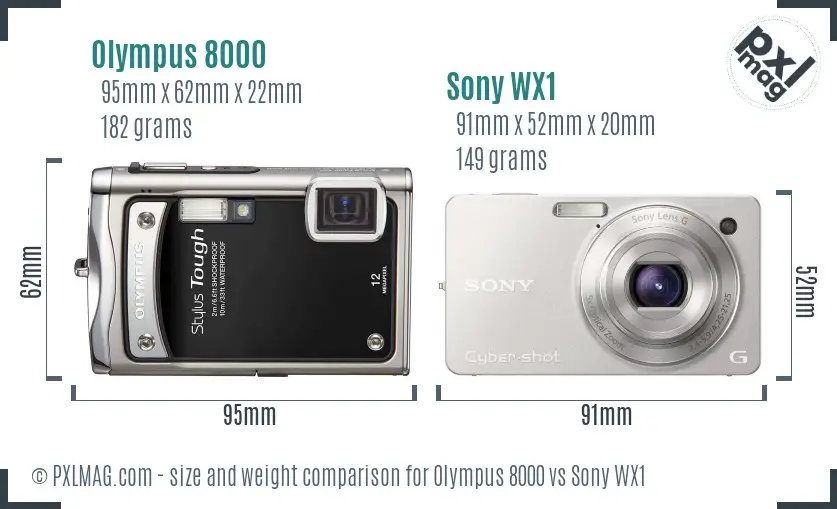 Olympus 8000 vs Sony WX1 size comparison