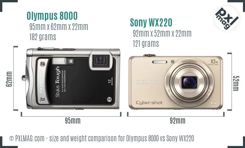 Olympus 8000 vs Sony WX220 size comparison