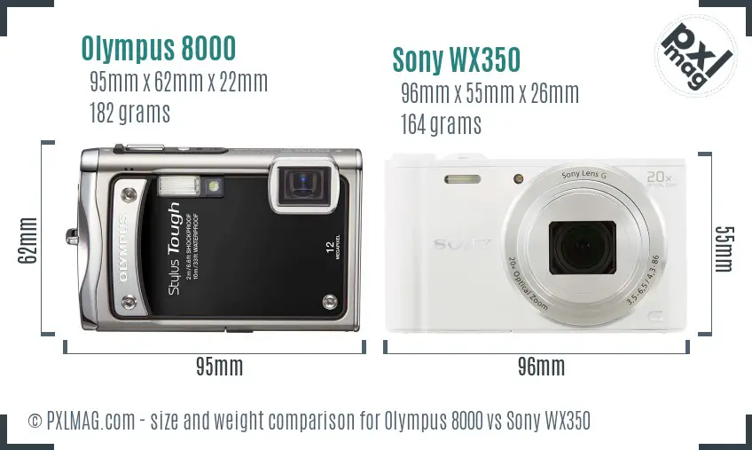 Olympus 8000 vs Sony WX350 size comparison