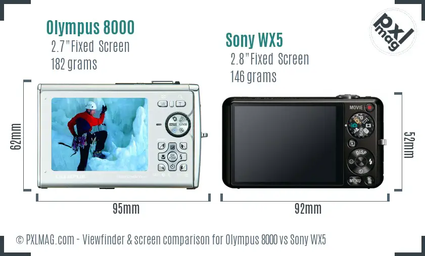 Olympus 8000 vs Sony WX5 Screen and Viewfinder comparison